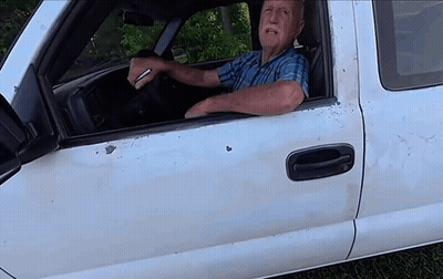 Man In Blue Plaid Shirt White Truck GIF
