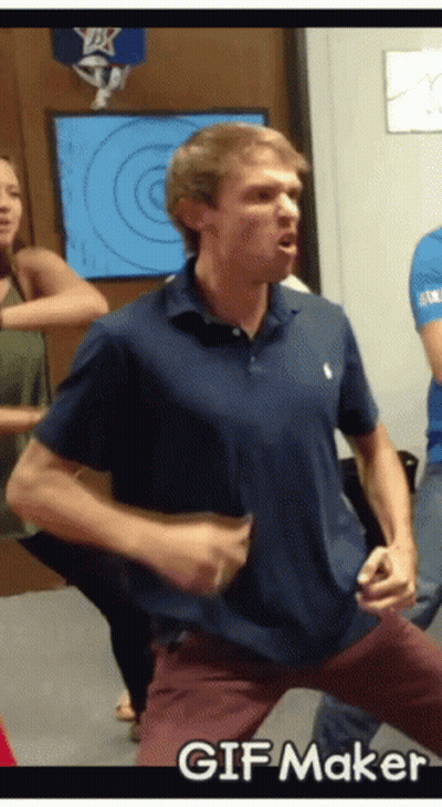 Man In Blue Polo Shirt Dancing At GIF Maker GIF