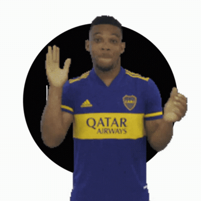 Man In Blue Qatar Airways Shirt Waving GIF