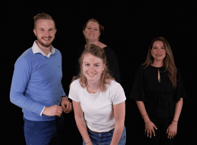 Man In Blue Ralph Lauren Sweater Beside Three Women GIF