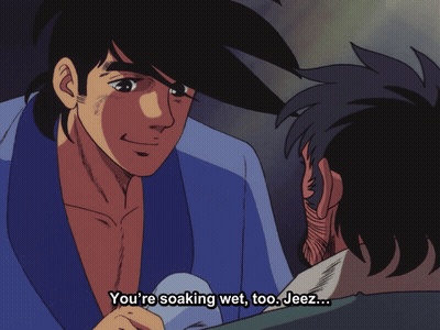 Man In Blue Robe Saying You're Soaking Wet Too Jeez GIF