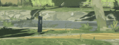 Man In Blue Robe Standing By River GIF