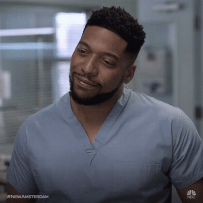 Man In Blue Scrub Smiling #Newamsterdam GIF