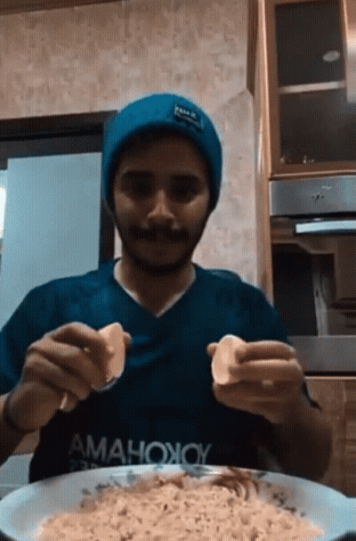 Man In Blue Shirt Amahoxoy Eating Noodles GIF