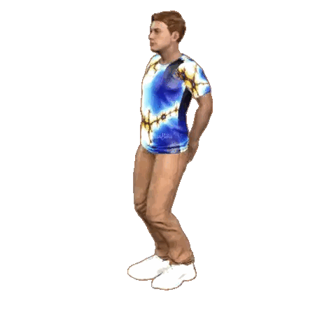 Man In Blue Shirt And Brown Pants Jumping Sticker