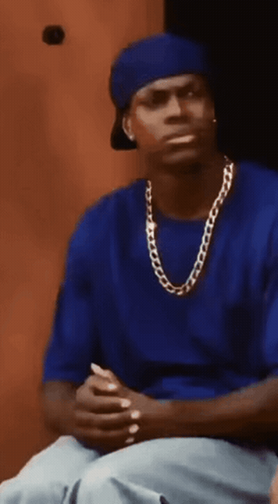 Man In Blue Shirt And Gold Chain GIF