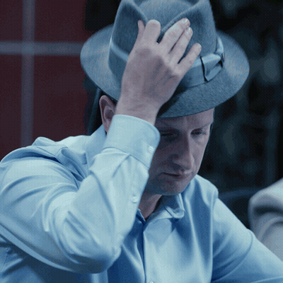 Man In Blue Shirt And Grey Hat GIF