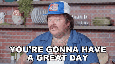 Man In Blue Shirt And Hat Says You're Gonna Have A Great Day GIF