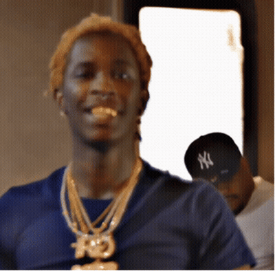 Man In Blue Shirt And NY Hat GIF