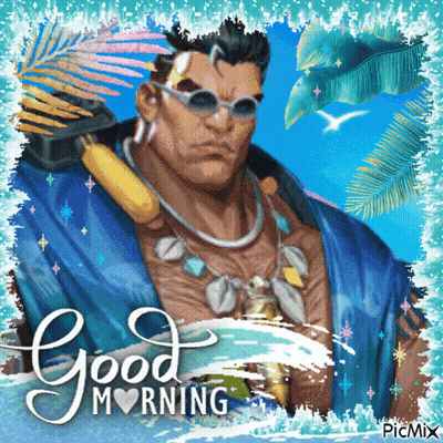 Man In Blue Shirt And Sunglasses Good Morning GIF