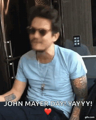 Man In Blue Shirt And Sunglasses Saying John Mayer Day GIF