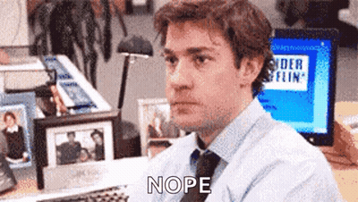 Man In Blue Shirt And Tie At Computer Saying Nope GIF