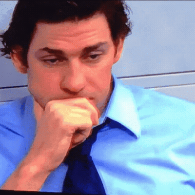 Man In Blue Shirt And Tie Covering Mouth GIF