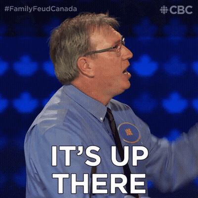 Man In Blue Shirt And Tie Says It's Up There GIF