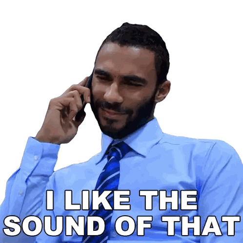 Man In Blue Shirt And Tie Talking On Phone Sticker