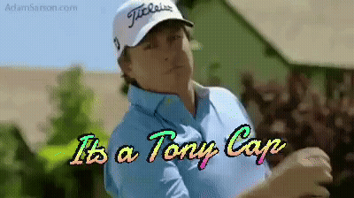 Man In Blue Shirt And White Hat Saying It's A Tony Cap GIF