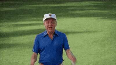Man In Blue Shirt And White Hat Standing On Green Field GIF