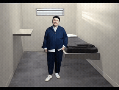Man In Blue Shirt And White Shoes GIF