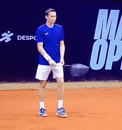 Man In Blue Shirt And White Shorts On Court GIF