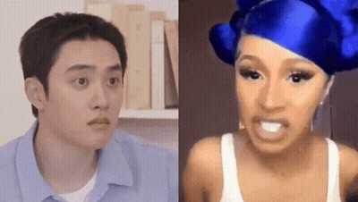 Man In Blue Shirt And Woman With Blue Hair GIF