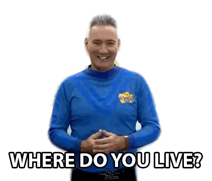 Man In Blue Shirt Asking Where Do You Live Sticker