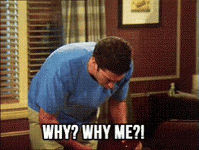 Man In Blue Shirt Asking Why Why Me GIF