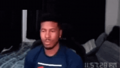 Man In Blue Shirt At Computer Screen 11:53 GIF