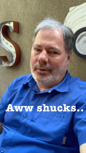 Man In Blue Shirt Aww Shucks GIF