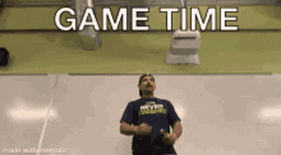 Man In Blue Shirt Dancing Game Time GIF