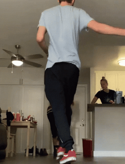 Man In Blue Shirt Dancing GIF