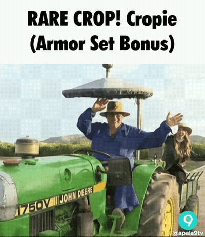 Man In Blue Shirt Driving John Deere Tractor GIF