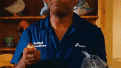 Man In Blue Shirt Eating Apple Holding Food Bag GIF