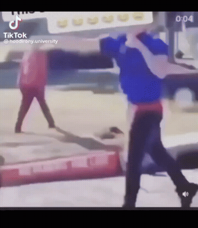 Man In Blue Shirt Fighting Man In Red Shirt GIF