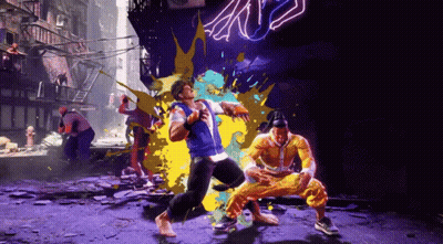 Man In Blue Shirt Fighting Man In Yellow GIF