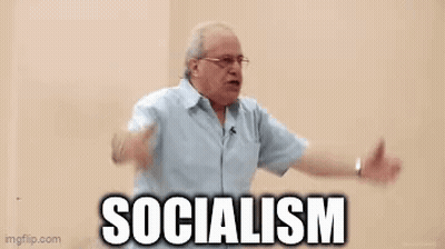 Man In Blue Shirt Giving Socialism Speech GIF