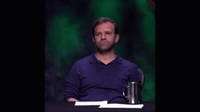 Man In Blue Shirt Hand Up Funny Face GIF