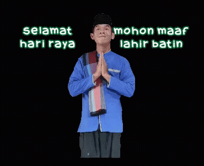 Man In Blue Shirt Hands Folded Selamat Hari Raya Mohon Maaf Lahir Batin GIF