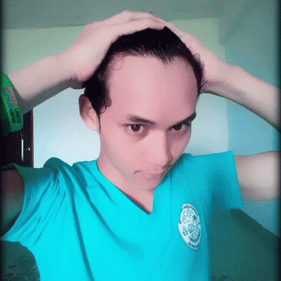 Man In Blue Shirt Hands On Head I Love You Wristband GIF