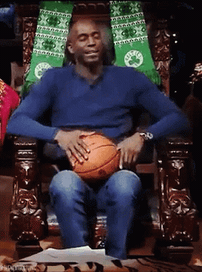Man In Blue Shirt Holding Basketball GIF