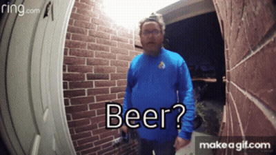 Man In Blue Shirt Holding Beer GIF