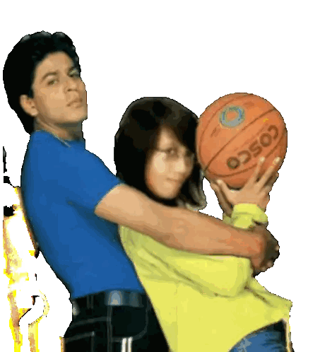 Man In Blue Shirt Holding Cosco Basketball Sticker