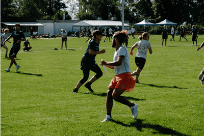 Man In Blue Shirt Holding Frisbee Saying Yippee GIF