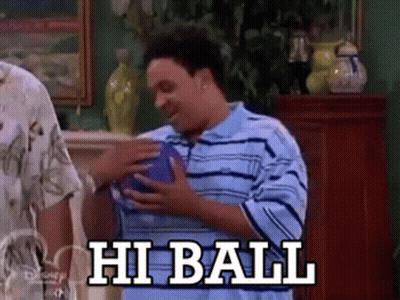 Man In Blue Shirt Holding Hi Ball GIF