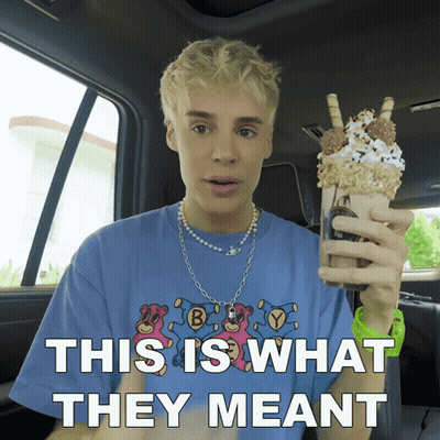 Man In Blue Shirt Holding Milkshake This Is What They Meant GIF