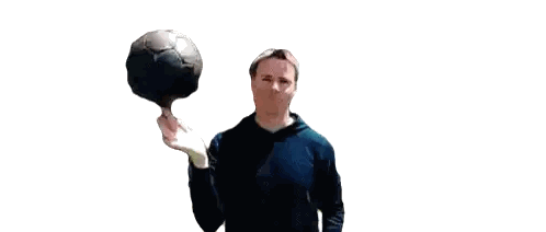Man In Blue Shirt Holding Soccer Ball Sticker