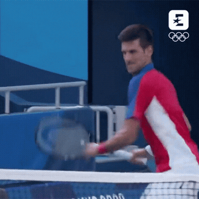 Man In Blue Shirt Holding Tennis Racquet Eurosport Logo GIF