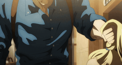 Man In Blue Shirt Holding Woman's Hair GIF
