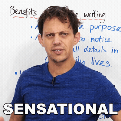 Man In Blue Shirt In Front Of Sensational Whiteboard GIF