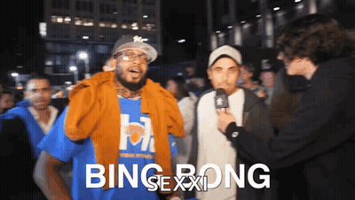 Man In Blue Shirt Interviewed Bing Bong Sexxi GIF