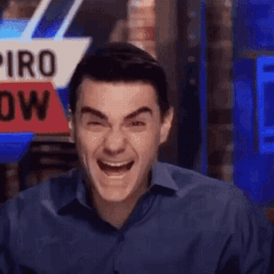 Man In Blue Shirt Laughing At Piro Now Sign GIF